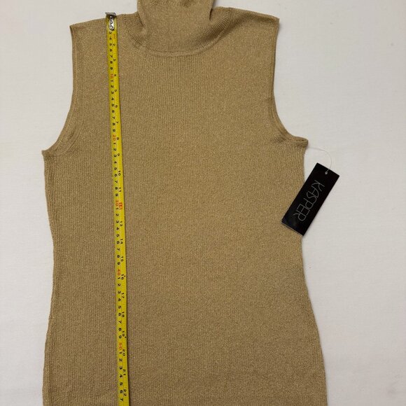 NWT Kasper Women's Gold Metallic Sleeveless Turtleneck Sweater SZ Large - Picture 3 of 6